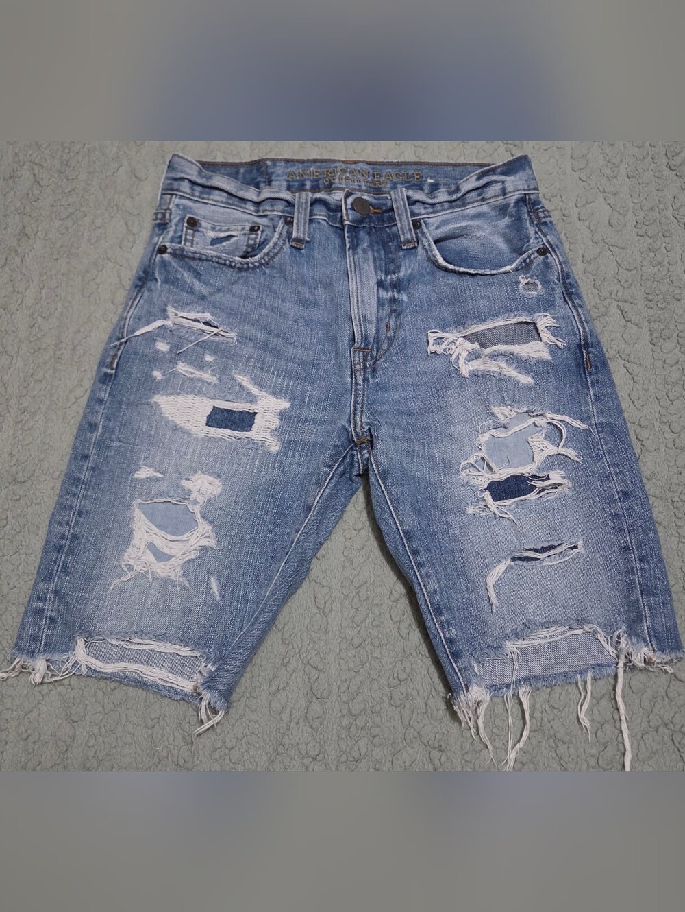 American Eagle Outfitters Light Blue Distressed Denim Jean Shorts
